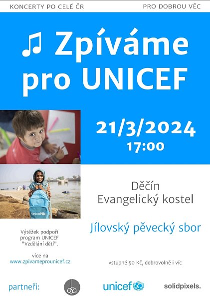 Zpíváme pro UNICEF, Evangelický kostel Děčín, 21. 3. 2024 od 17 hodin