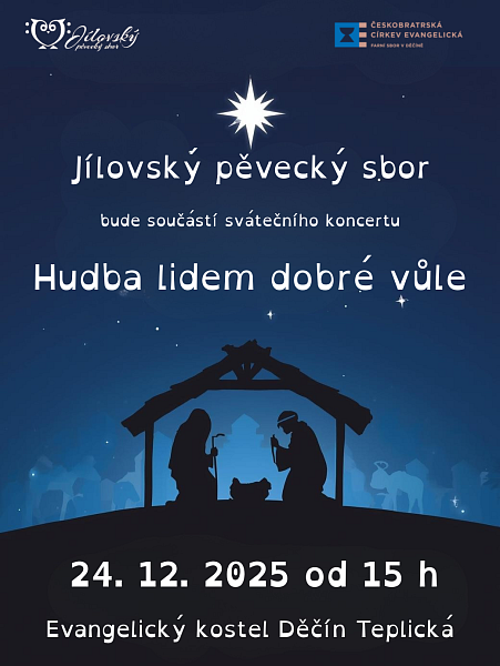 Hudba lidem dobré vůle 24. 12. 2025 od 15 hodin Evangelický kostel Děčín Teplická ul.